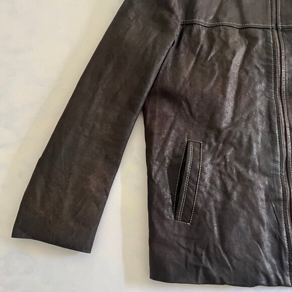 Mod & Mod Brown Leather Car Coat - Picture 4 of 8